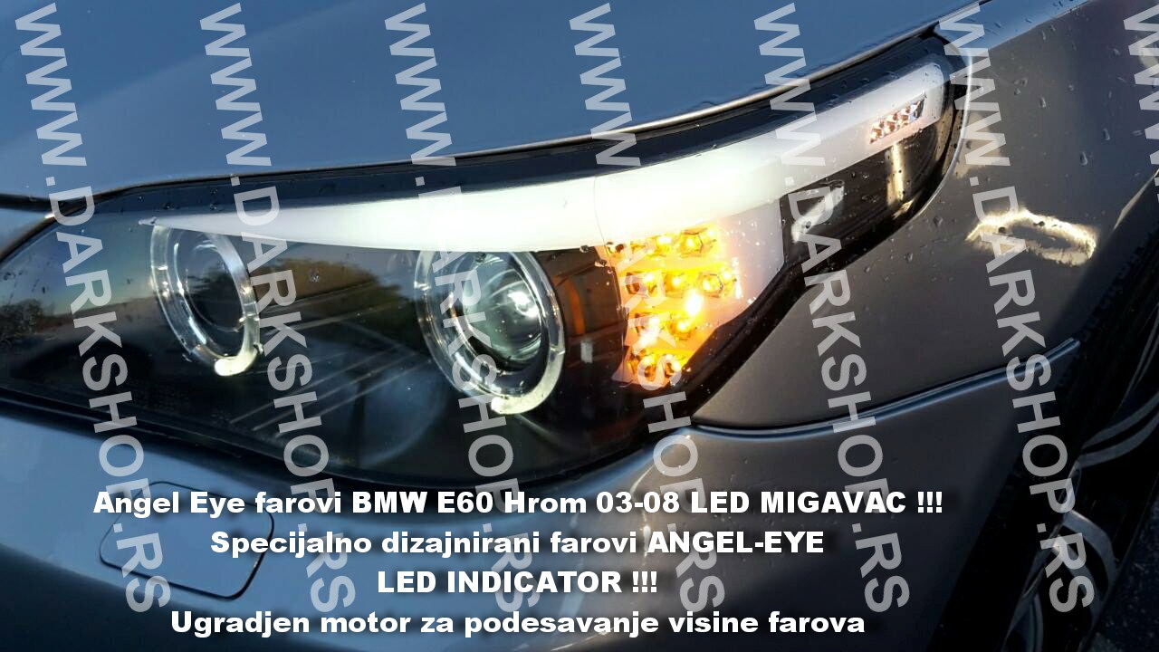 Angel Eye farovi BMW E60 Hrom 03-07 LED MIGAVAC !